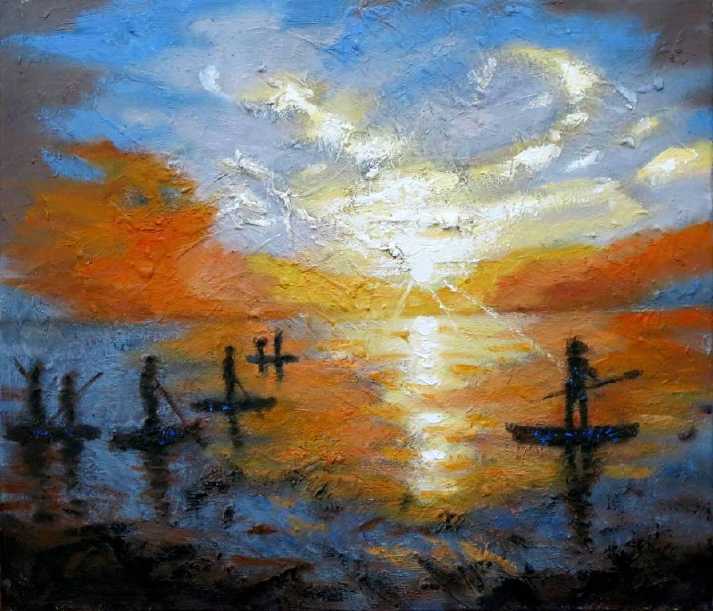 Vanessa - 旭日東昇 Abstract Seascape sunrise oil painting # 9