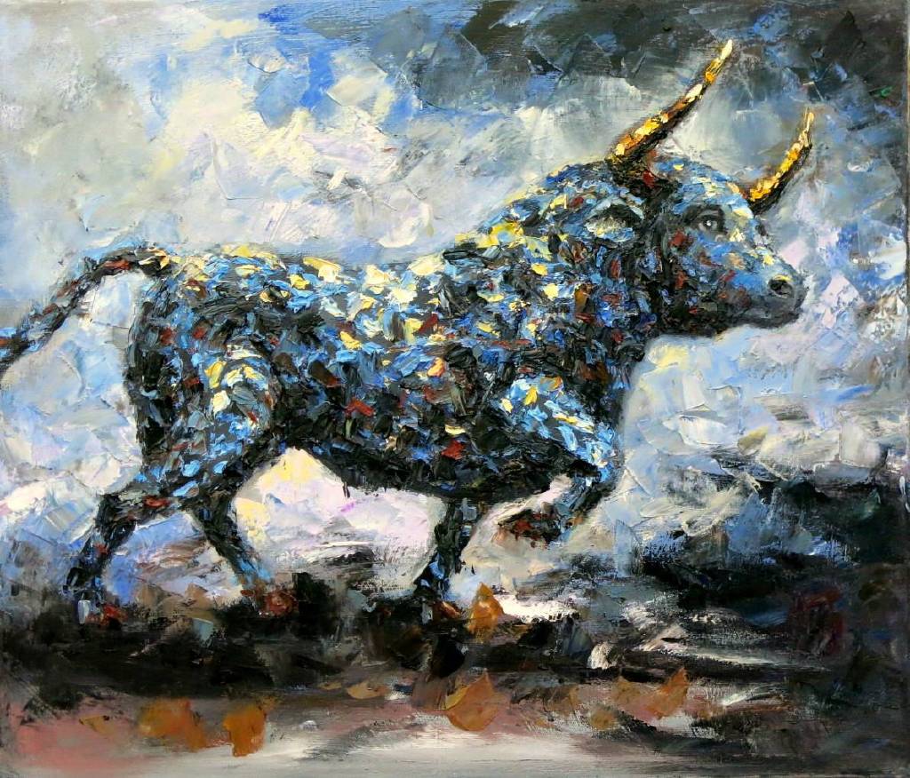 Vanessa - Animal Bull oil painting # 10