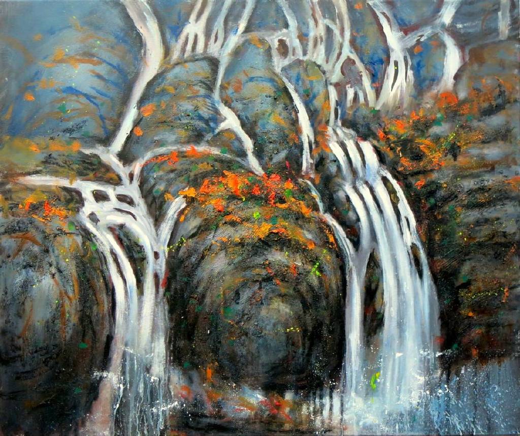 Vanessa - 瀑布流水 Abstract waterfall oil painting # 14