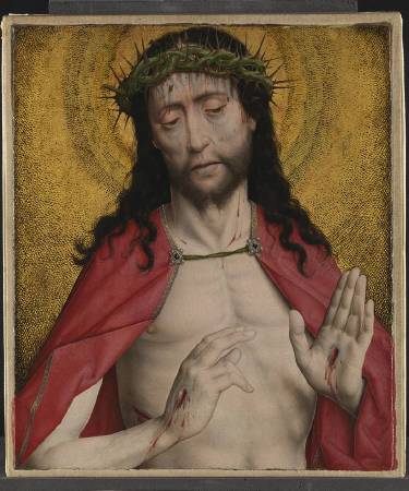 NG1083 Dirk Bouts Christ Crowned with Thorns About 1470 Oil with egg tempera on canvas backed into board, transferred from wood 43.8 x 37.1 cm National Gallery, London © The National Gallery, London