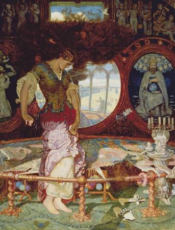 X3176 William Holman Hunt The Lady of Shalott, about 1886-1905 Oil on wood 44.4 x 34.1 cm Manchester Art Gallery © Manchester City Galleries/Bridgeman Images