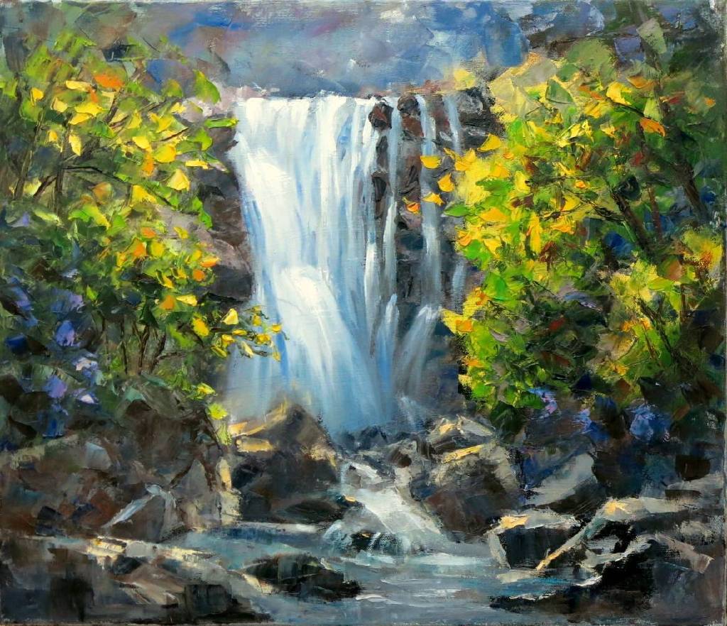 MaDalin - 山水瀑布 Abstract waterfall oil painting # 13